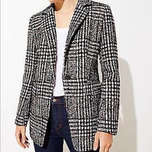 Loft Modern Long Plaid Tweed Blazer